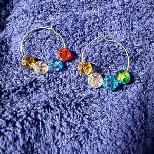 Colorful Beaded Hoop Earrings